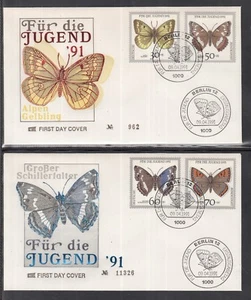 A 23 ) Alemania 1991: Insecto del mes de las mariposas de 4 hermoso sello FDC Berlín - Imagen 1 de 2