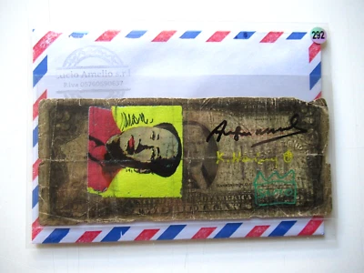 WARHOL/HARING/BASQUIAT:  Echter 2 US$ DOLLAR 3x signiert und skizziert RARITÄT - Bild 1 von 4