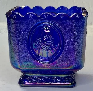 Vintage Fenton Carnival Glass Cobalt Blue Founding Fathers Candy Dish - Picture 1 of 6