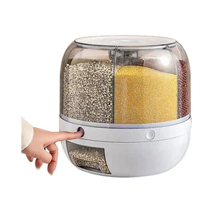 Rice Dispenser Dry Grain Food Storage Container Tank 6-Grid Rotating for Kitchen - Picture 1 of 16