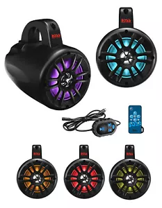 BOSS Audio Systems B40RGB Bluetooth Amplified ATV Boat 4” Wake Towers Speakers - Picture 1 of 11