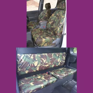 Green Camo Tailored Front Rear Seat Covers for Toyota Hilux Extra Cab 2005-2016 - Picture 1 of 3