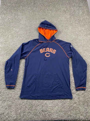 Chicago Bears Hoodie Mens Medium Blue Orange NFL Football Sweatshirt Reebok FLAW Cover