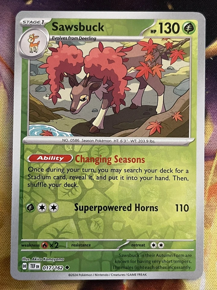 Pokémon TCG Sawsbuck SV05: Temporal Forces 017/162 Reverse Holo Uncommon - Image 1 of 1