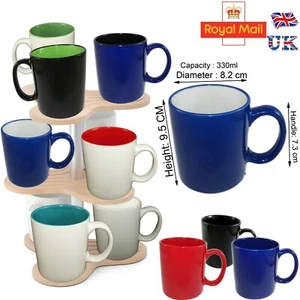 Tea Mugs Coffee, Milk Cups stylish in dual Colors with easy grip handle Ceramic - Picture 1 of 4