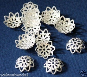 100 Silver plated filigree bead caps 12mm - Picture 1 of 1