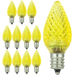 12Pack C7 Yellow LED Christmas Chandelier Bulb, Shatterproof, 0.4W, 3.5LM w/ E12 - Picture 1 of 1