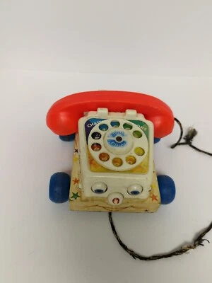 Винтаж 1961 Fisher Price болтовня телефона #747 телефон тянуть игрушка с движущимися глазами - Изображение 1 из 4