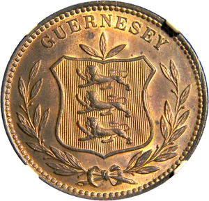 Guernsey 1889-H 8 Doubles NGC MS 63 RB (02-18) - Picture 1 of 5