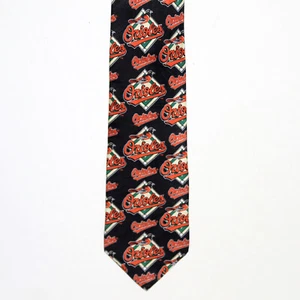 Corbata vintage con logotipo de Baltimore Orioles 1998 NBL béisbol negra naranja RM Sport - Imagen 1 de 7