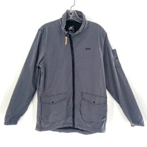 Nike AS Slant FZ Windbreaker Jacket Mens Lightweight Black White Check Sz M - Picture 1 of 12