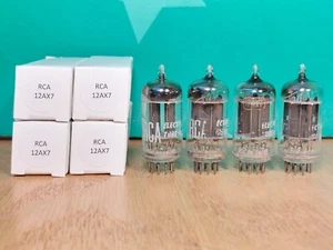 Quad of RCA 12AX7 ECC83 Black Plate 1955 Vacuum Tubes - 6% matched - Picture 1 of 14