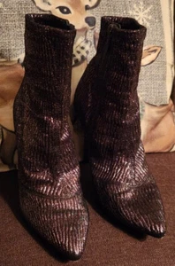 Jessica Simpson LAILRA Gun Metal Sparkle Zip High Heel Bootie - Size 9M - Picture 1 of 10