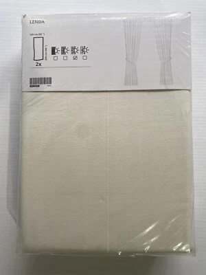 NEW IKEA LENDA CURTAINS WITH TIE BACKS BLEACHED WHITE 140 X 250cm - 301.119.78 - Image 1 of 4