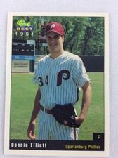 1991 Spartanburg Phillies-Classic BEST Minor Lg Baseball Card-Donnie Elliott