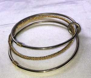 Bracelets Bangle Lot of 3 Attached Gold Tone - Picture 1 of 4