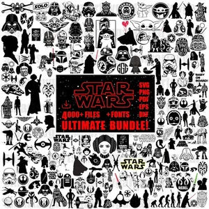 1000 star wars Svg Png Bundle clipart Eps Dxf File Best For T shirt&Mug Printing - Picture 1 of 7