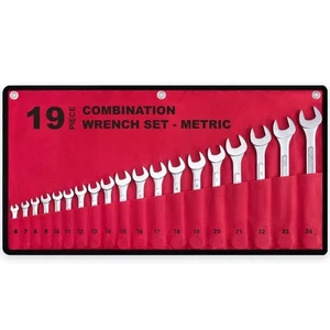 Juego completo de llaves combinadas métricas de 19 piezas en bolsa enrollable, sin saltar - Imagen 1 de 7