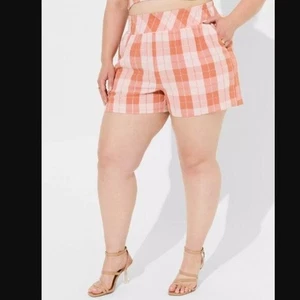 Pantalones Cortos Torrid 5 Pulgadas Pull On Seersucker Tiro Medio Albaricoque Brandy Talla 3XL - Imagen 1 de 5