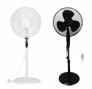 REMOTE CONTROL FAN 16" OSCILLATING ROUND STURDY BASE BLACK AND WHITE - Picture 1 of 15