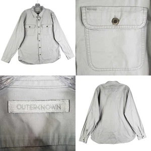 Camisa Outerknown Para Hombre Grande Gris Claro Abotonada Manga Larga Doble Bolsillo - Imagen 1 de 12