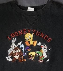 Sudadera Looney Tunes Para Hombre XL Negra Warner Bros Studio Store Cuello Redondo Dibujos Animados - Imagen 1 de 7