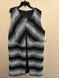 Große lange Damenweste, schwarz grau, John Mark Designer, neu mit Etikett - Bild 1 von 6
