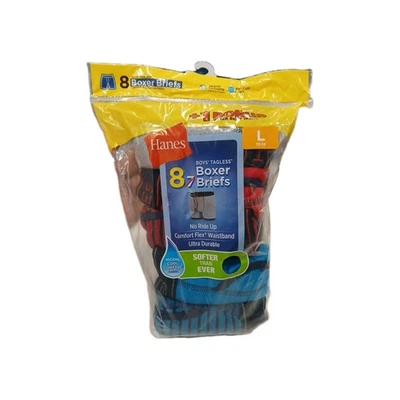 Hanes 8 Pack Boys Size Large 12/14 Boxer Briefs No Ride Up - Image 1 of 4