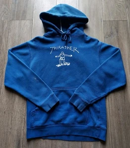 Thrasher Hoodie Men's Small Blue Skateboarding Graphic Pullover Skate Sweatshirt - Picture 1 of 22