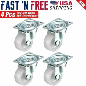 4 Pcs 1.25" inch Swivel Caster Wheels Hard Base with Top Plate & Bearing Set - Picture 1 of 2