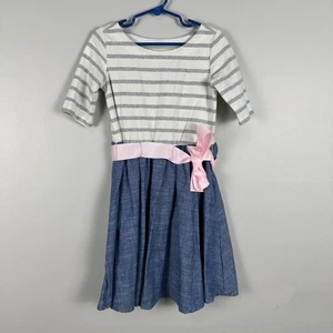 Hope + Henry Girls Small 1/2 Sleeve Dress Stripe Denim - Picture 1 of 3