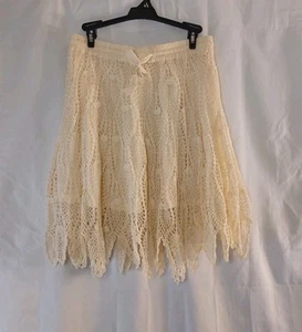 Lotus Women's Lace, Lined, Cream, Boho, Skirt Sz M Waist Sz 28 Inches - Read - Picture 1 of 14