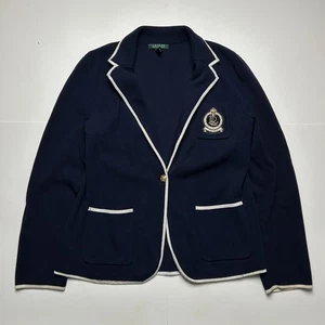 Lauren Ralph Lauren Strickjacke Pullover Blazer Blau Damen Einknopf Wappen - Bild 1 von 5
