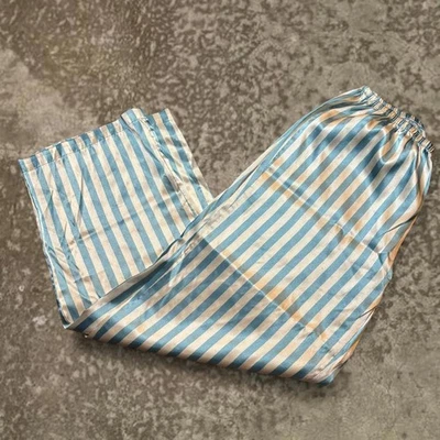 Jaclyn Smith Azul Blanco Rayas Salón Dormir Pantalones Talla Mediana Foto 1 de 4