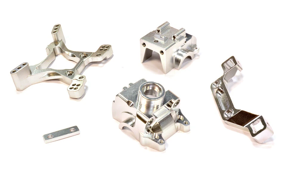 Caja de cambios delantera de aluminio Integy y torre de amortiguador para 1/10 Telluride 4X4 C25808PLATA Foto 1 de 1