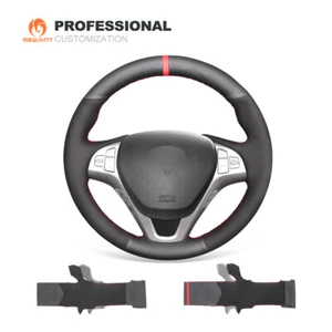 Genuine Leather Suede Car Steering Wheel Cover for Hyundai Rohens Coupe 2009 - Photo 1/9