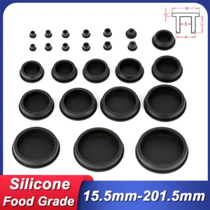 Black Hole Plugs End Cap Caps Tube Pipe Round Silicone Rubber Blanking Seal Bung - Picture 1 of 13