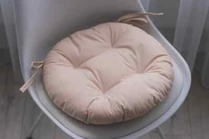Cojín de asiento beige muchos tamaños redondo, cojín de silla, cojín de silla de comedor con lazos - Imagen 1 de 5