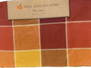 Fall Autumn Thanksgiving Placemats Set Of 4 Rust Orange Yellow 13 x 19” - Picture 1 of 2