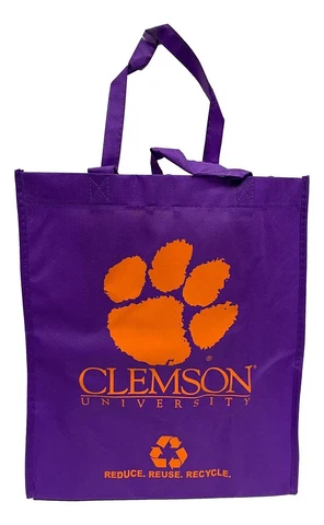 Clemson Tigers Printed Non-Woven Polypropylene Reusable Grocery Tote Bag Cover