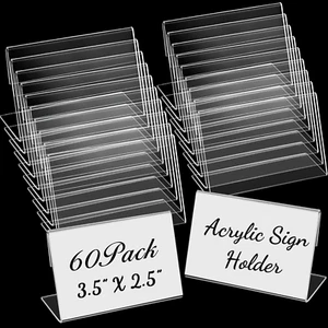 3.5 X 2.5" Acrylic Sign Holder Slant Back Sign Holders Clear Picture Frame 20Pcs - Picture 1 of 11