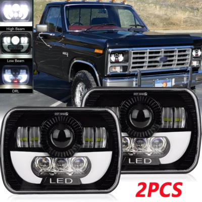 Par de faros LED 7x6 5x7 haz alto H6054 para Ford F-150 1981 1982 1983 1984 Foto 1 de 4