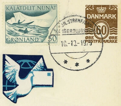 Greenland Denmark Mixed Franking Card to Germany SAS Polar Flight 1975 Airmail - Image 1 of 2