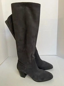Michael Kors Stiefel Damen Leder Reiten grau braun hoch Größe 10 kniehoch Wildleder - Bild 1 von 14