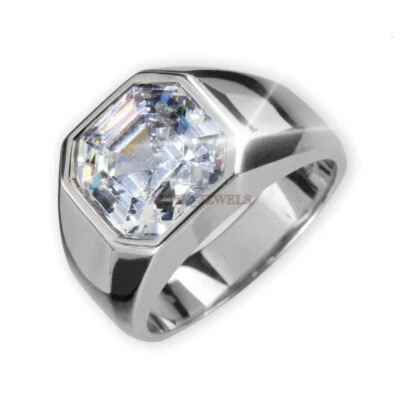 Natural White Topaz Gemstone with 925 Sterling Silver Ring for Men's #1673 - Image 1 of 3
