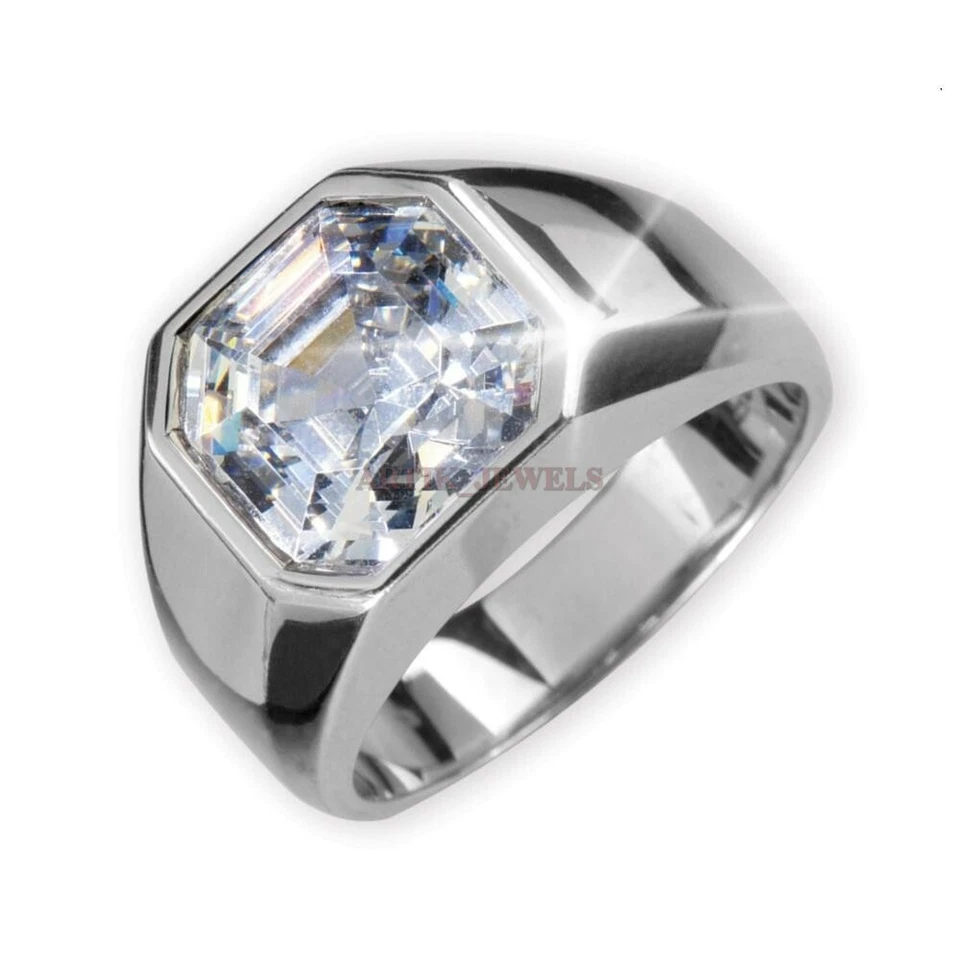 Natural White Topaz Gemstone with 925 Sterling Silver Ring for Men's #1673 - Image 1 of 3