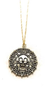 Pirati dei Caraibi Collana Medaglione D'Oro Azteco Cortez Jack Sparrow Doblone - Picture 1 of 5