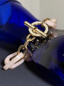 Michael Kors Bracelet Pink & Gold Bling Rhinestone Clasp MK Excellent Condition - Bild 1 von 15