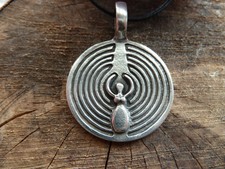 Pewter Labyrinth with Female Figure Pendant