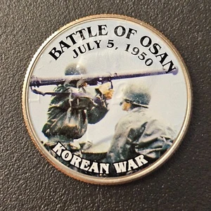 Colorized Kennedy Half Dollar Korean War Coin Battle of Osan Army Infantry US - Picture 1 of 4